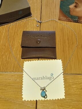 Marahlago Cat Pendant Necklace Larimar White Sapphire Sterling Silver